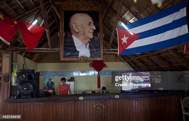 Portrait of Alejandro Robaina hangs at the tobacco plantation he founded in Pinar del Rio, Cuba, on Monday, Jan. 26, 2015. Cuban cigars have been...