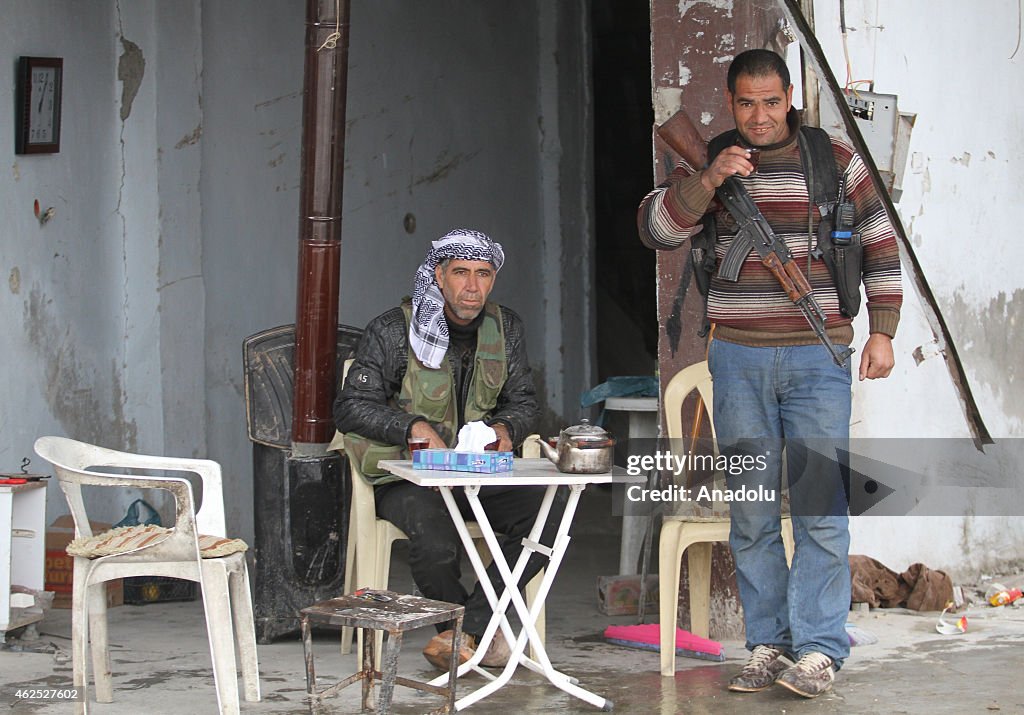 The view of damaged houses in Kobane