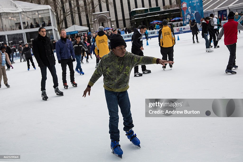 Games Setup In NYC's Bryant Park As Part Of Winter Carnival Event