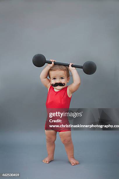 vintage baby strong man, mustache, circus - anaheim - california ストックフォトと画像