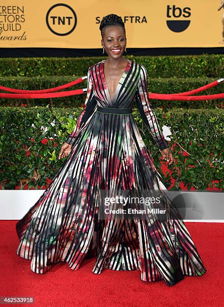 Actress Lupita Nyong'o attends the 21st Annual Screen Actors Guild Awards at The Shrine Auditorium on January 25, 2015 in Los Angeles, California.