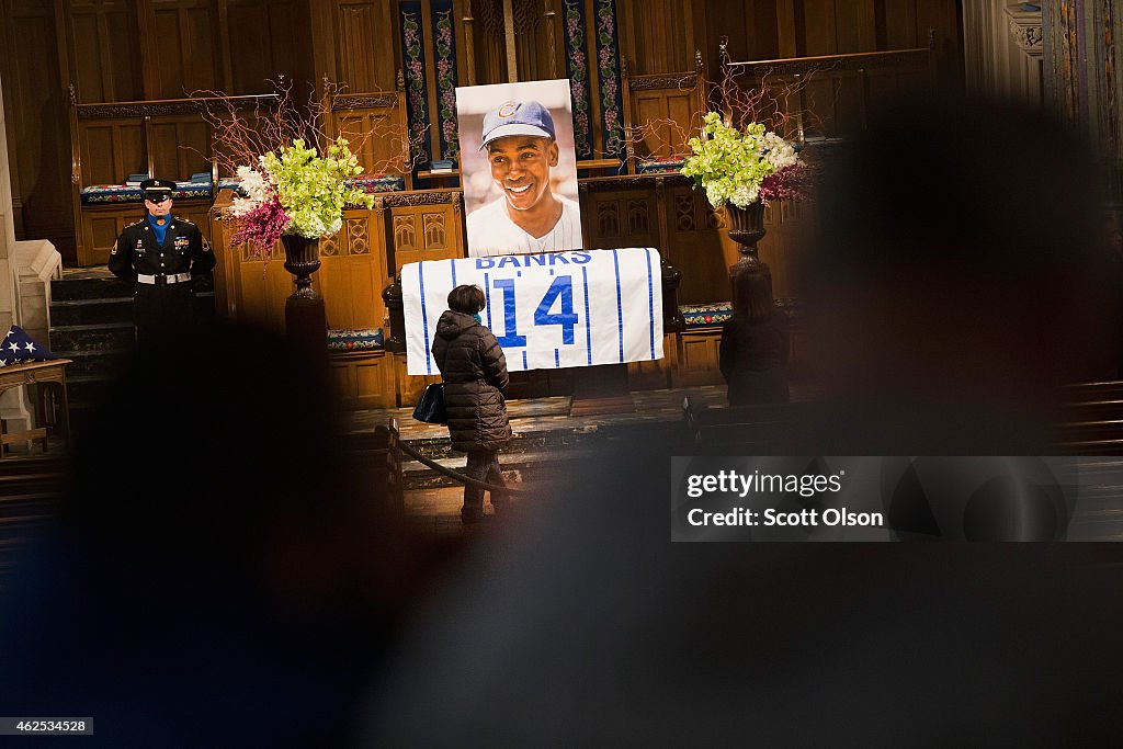 Mourners And Cub Fans Attend Visitation For Ernie Banks In Chicago