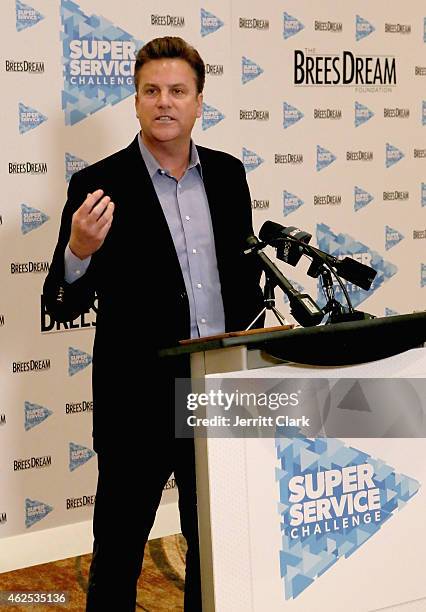 Dave Lindsey attends the Super Service Challenge Press Conference where Drew Brees Announces $1 000 Charitable Donation And Super Service Challenge...