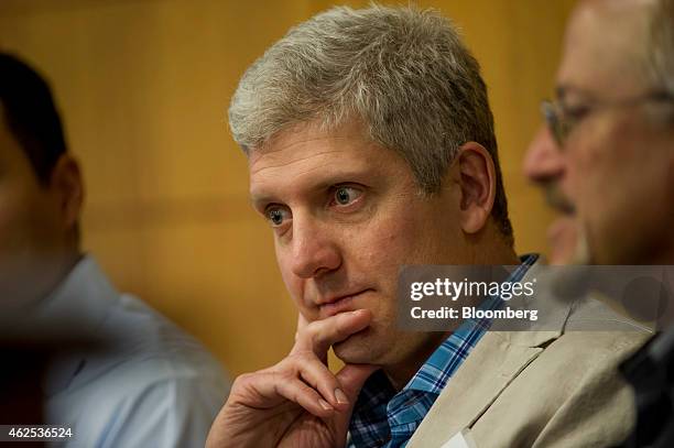 Rick Osterloh, president and chief operating officer at Motorola Mobility, listens to a presentation during a Stanford Institute for Economic Policy...