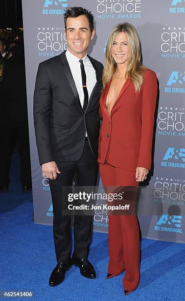 Actor Justin Theroux and actress Jennifer Aniston arrive at the 20th Annual Critics' Choice Movie Awards at Hollywood Palladium on January 15, 2015...