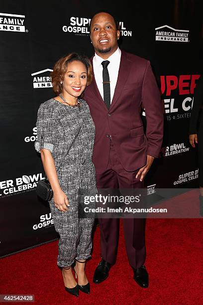 Player Rashad Johnson and guest attend the 16th Annual Super Bowl Gospel Celebration at ASU Gammage on January 30, 2015 in Tempe, Arizona.