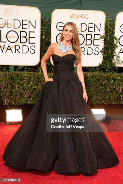 Actress Sofia Vergara attends the 71st Annual Golden Globe Awards held at The Beverly Hilton Hotel on January 12, 2014 in Beverly Hills, California.