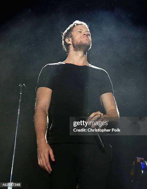 Recording artist Dan Reynolds of music group Imagine Dragons performs onstage during Day 3 of the DirecTV Super Fan Festival at Pendergast Family...