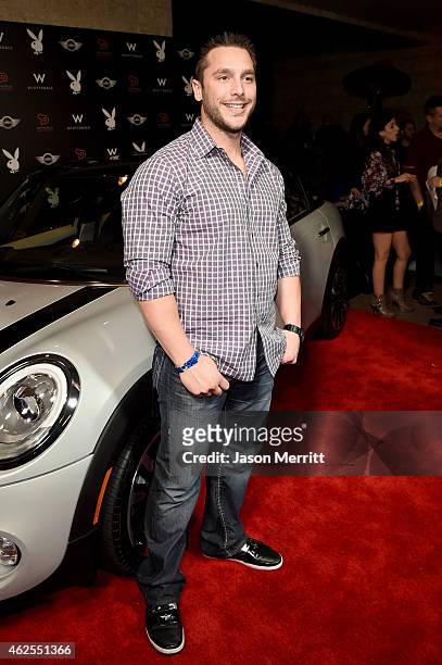 Baseball athlete George Kottaras arrives at the Playboy Party at the W Scottsdale During Super Bowl Weekend, on January 30, 2015 in Scottsdale, AZ.