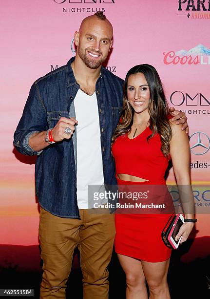 Player Mark Herzlich and Danielle Conti attend ESPN the Party at WestWorld of Scottsdale on January 30, 2015 in Scottsdale, Arizona.