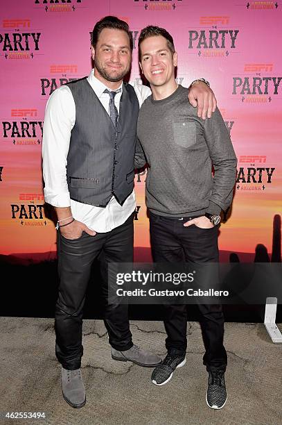 Robby Tebow and TV host Jason Kennedy attend ESPN the Party at WestWorld of Scottsdale on January 30, 2015 in Scottsdale, Arizona.