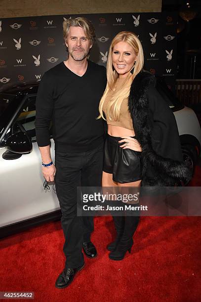 Personality Gretchen Rossi and Slade Smiley arrive at the Playboy Party at the W Scottsdale During Super Bowl Weekend, on January 30, 2015 in...