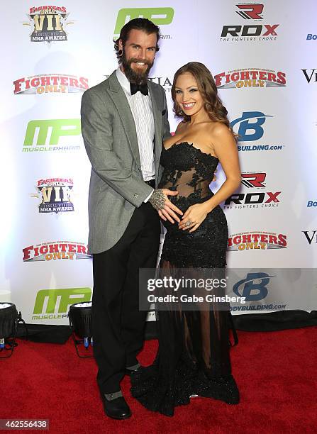 Scott Cook and model and Bellator ring girl Jade Bryce arrive at the seventh annual Fighters Only World Mixed Martial Arts Awards at The Palazzo Las...