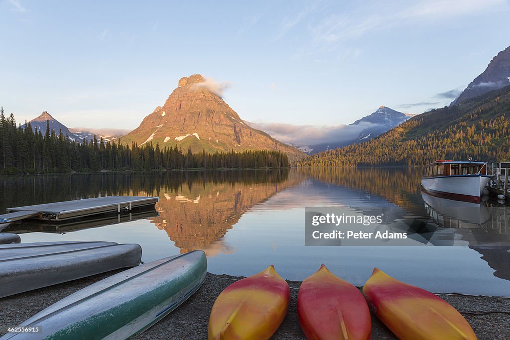 Canoes at Two Medicine Lake