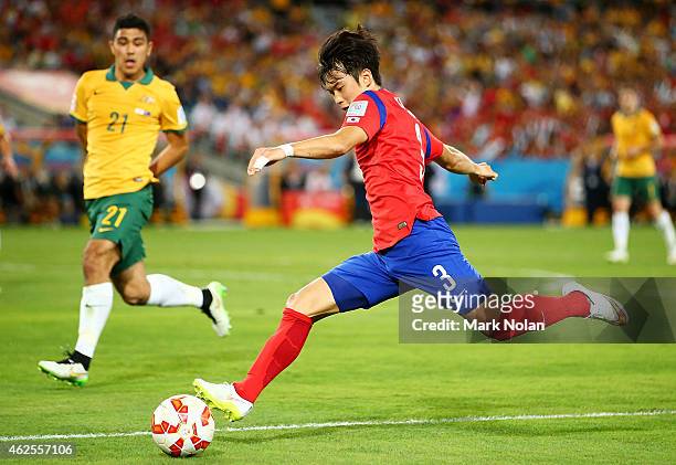 Kim Jin Su of Korea Republic in action during the 2015 Asian Cup final match between Korea Republic and the Australian Socceroos at ANZ Stadium on...