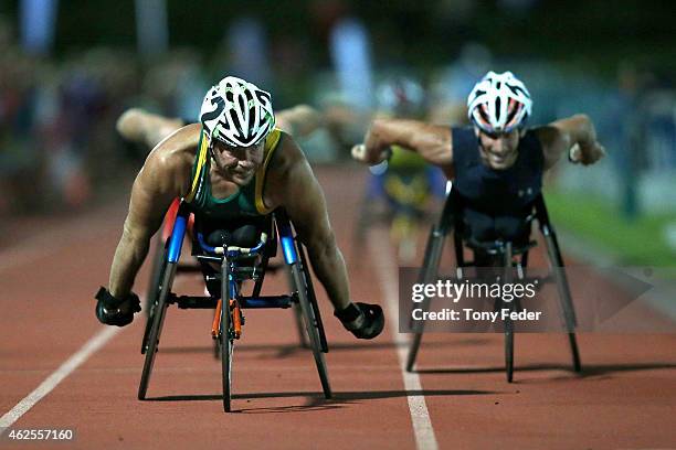 Kurt Fearnley of Australia wins the Mens Elite wheelchair mile during the 2015 Hunter Track Classic on January 31, 2015 in Newcastle, Australia.