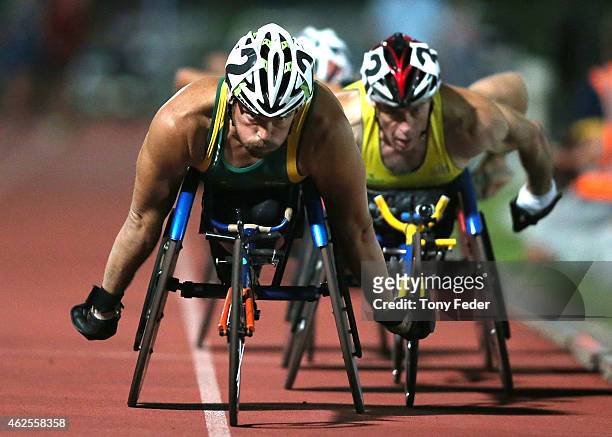 Kurt Fearnley of Australia wins the Mens Elite wheelchair mile during the 2015 Hunter Track Classic on January 31, 2015 in Newcastle, Australia.