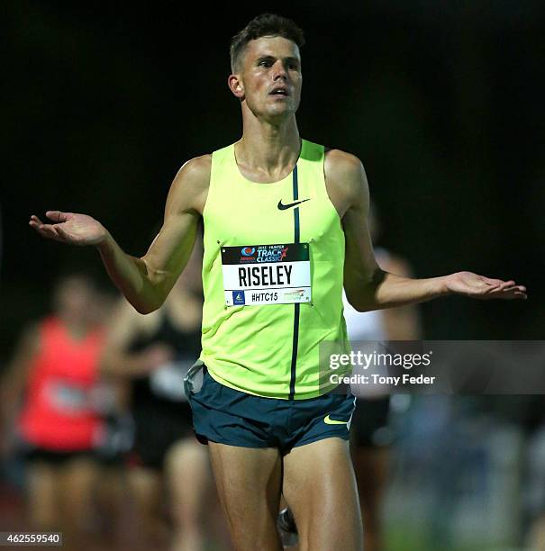 Jeffrey Riseley from the VIS wins the mens 1500 metres during the 2015 Hunter Track Classic on January 31, 2015 in Newcastle, Australia.