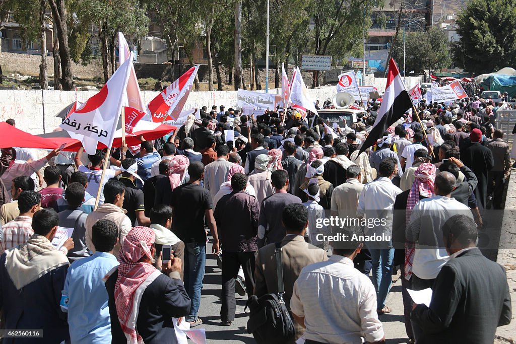 Protest against Houthi rebels in Ibb city of Yemen