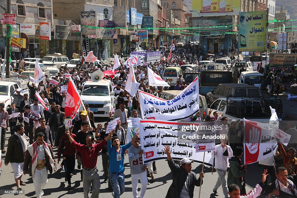 Protest against Houthi rebels in Ibb city of Yemen
