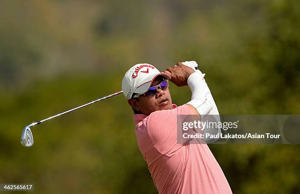 Prayad Marksaeng of Thailand pictured durign the par 3 contest during the 2014 King Cup Golf Hua Hin Previews at Black Mountain Golf Club on January...