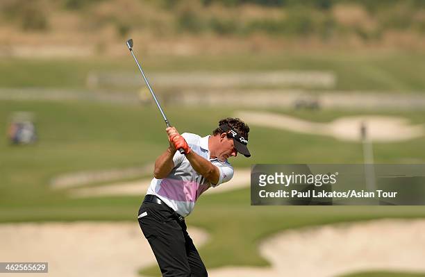 Alex Cjeka of Germany pictured during the Par 3 contest during the 2014 King Cup Golf Hua Hin Previews at Black Mountain Golf Club on January 14,...