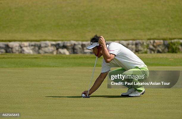 Arnond Vongvanij of Thailand pictured during the Par 3 contest during the 2014 King Cup Golf Hua Hin Previews at Black Mountain Golf Club on January...