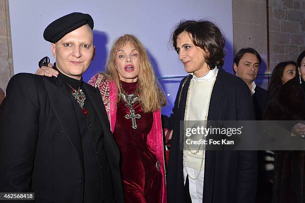 Ali Mahdavi, Arielle Dombasle and Ines de La Fressange attend the launch of Elie Top Launch First "Joaillerie Haute Fantaisie" Collection - as part...