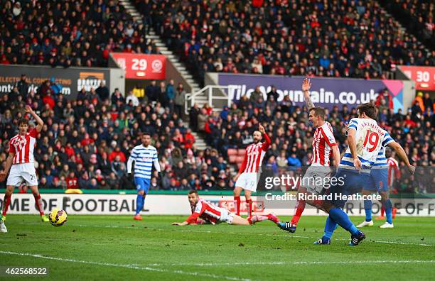 Niko Kranjcar of QPR scores their first goal during the Barclays Premier League match between Stoke City and Queens Park Rangers at Britannia Stadium...