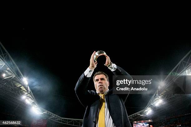 Australian coach Ange Postecoglou is seen after the 2015 Asia Cup Final between Australia Vs South Korea in the 2015 AFC Asian Cup match at the...