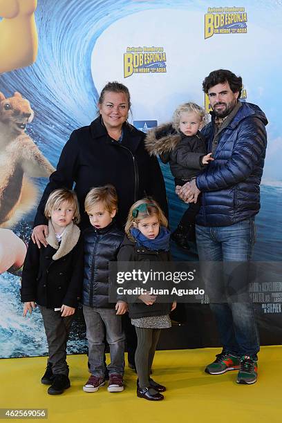 Caritina Goyanes and Antonio Matos attend the 'Bob Esponja' Premiere at Kinepolis Cinema on January 31, 2015 in Madrid, Spain.