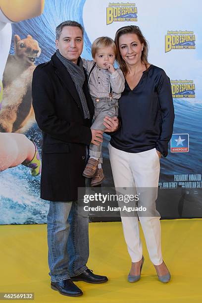 Vicente Valles and Angela Blanco attend the 'Bob Esponja' Premiere at Kinepolis Cinema on January 31, 2015 in Madrid, Spain.