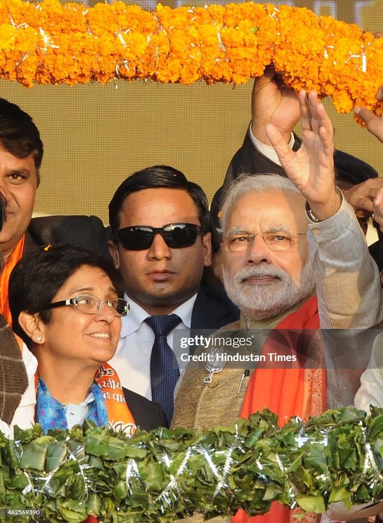 Prime Minister Narendra Modi Addresses Election Rally In Delhi