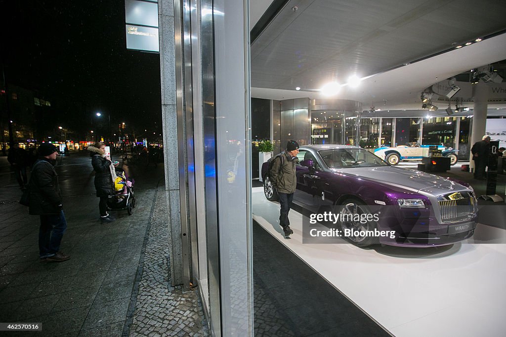 Luxury Automobiles On Display Inside Bayerische Motoren Werke AG Rolls-Royce Motor Cars Ltd. Studio