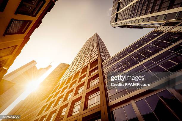 futuristic office buildings - city from a new angle stockfoto's en -beelden