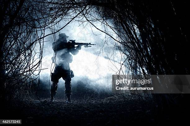 soldier - fog machine stock pictures, royalty-free photos & images