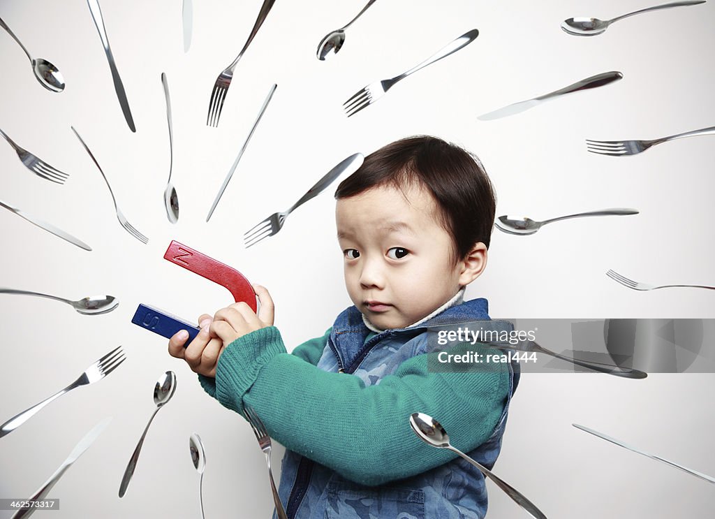 Child and Magnet