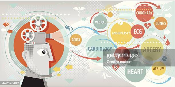 cardiology projection - coronary artery disease icon stock illustrations