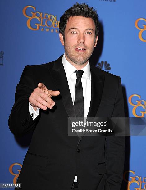 Ben Affleck poses at the 71st Annual Golden Globe Awards at The Beverly Hilton Hotel on January 12, 2014 in Beverly Hills, California.