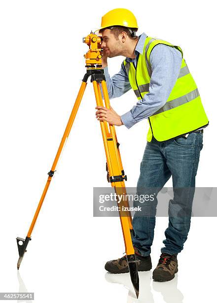 surveyor apprentice - blue collar construction isolated bildbanksfoton och bilder