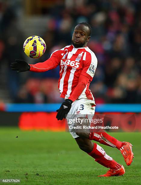 Victor Moses of Stoke in action during the Barclays Premier League match between Stoke City and Queens Park Rangers at the Britannia Stadium on...