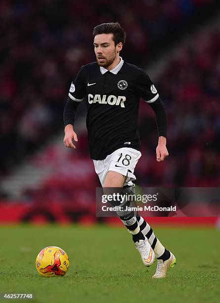 Ryan Dow of Dundee United in action during the Scottish League Cup Semi-Final match between Dundee United and Aberdeen at Hampden Park on January 31,...