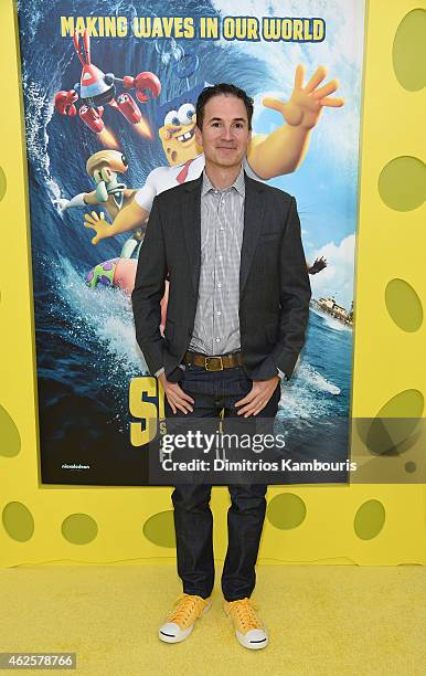 Screenwriter Jonathan Aibel attends the World Premiere of "The SpongeBob Movie: Sponge Out Of Water 3D" at the AMC Lincoln Square on January 31, 2015...