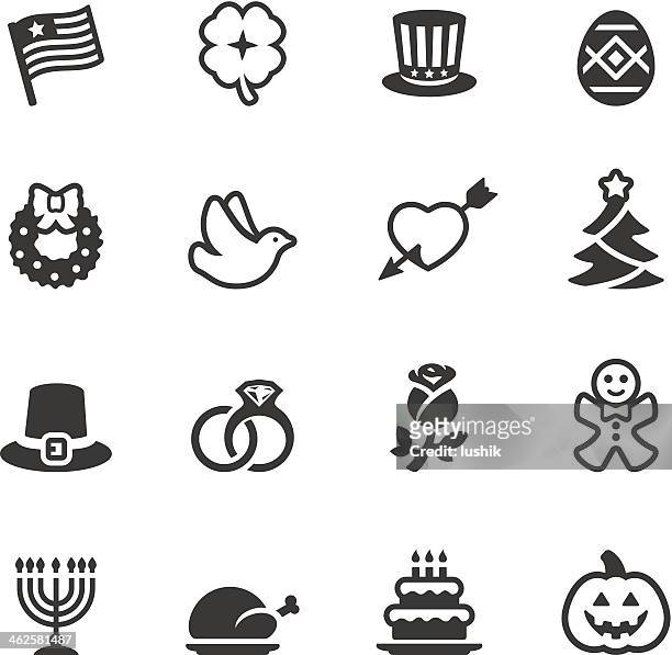 soulico - holidays and celebrations icons - gingerbread man white background stock illustrations
