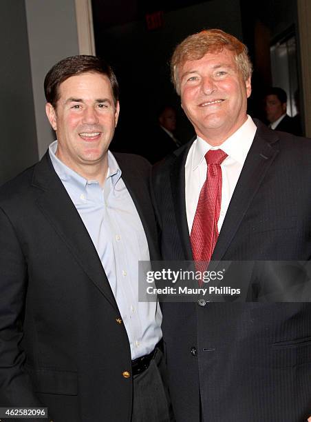 Arizona Governor Doug Ducey and host Leigh Steinberg attend the 28th Annual Leigh Steinberg Super Bowl Party at Arizona Science Center on January 31,...