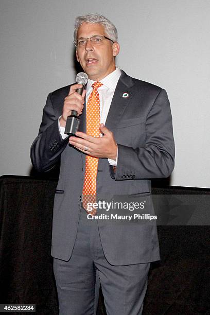 Miami Dolphins General Manager Dennis Hickey accepts the Executive's Award at the 28th Annual Leigh Steinberg Super Bowl Party at Arizona Science...