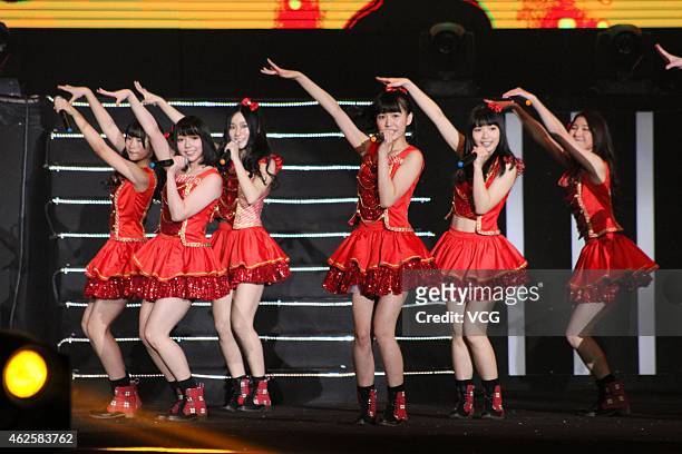 Girl group SNH48 performs on January 31, 2015 in Shanghai, China.