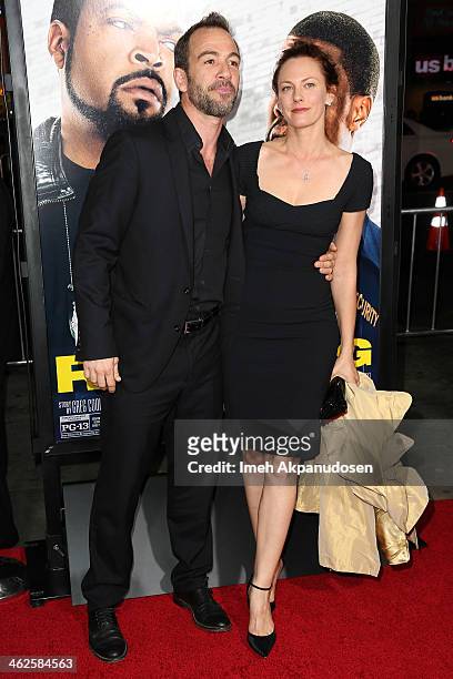 Actor Bryan Callen and his wife, actress Amanda Humphrey, attend the premiere of Universal Pictures' 'Ride Along' at TCL Chinese Theatre on January...