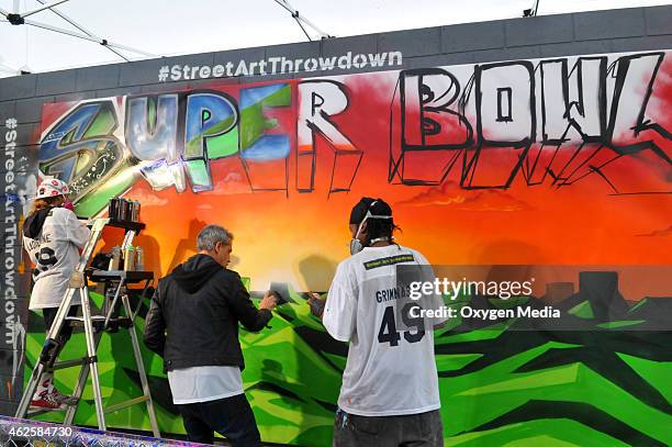 LadieOne, Justin Bua and Soloman Perry participate in the 'Oxygen 2015 Super Bowl XLIX Activation' in support of their upcoming competition series...