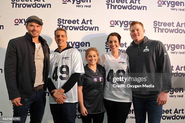 Actor Kellan Lutz, Justin Bua, Olympic Gold Medalist Shawn Johnson, Lauren Wagner and Arizona Cardinals punter Drew Butler participate in the 'Oxygen...